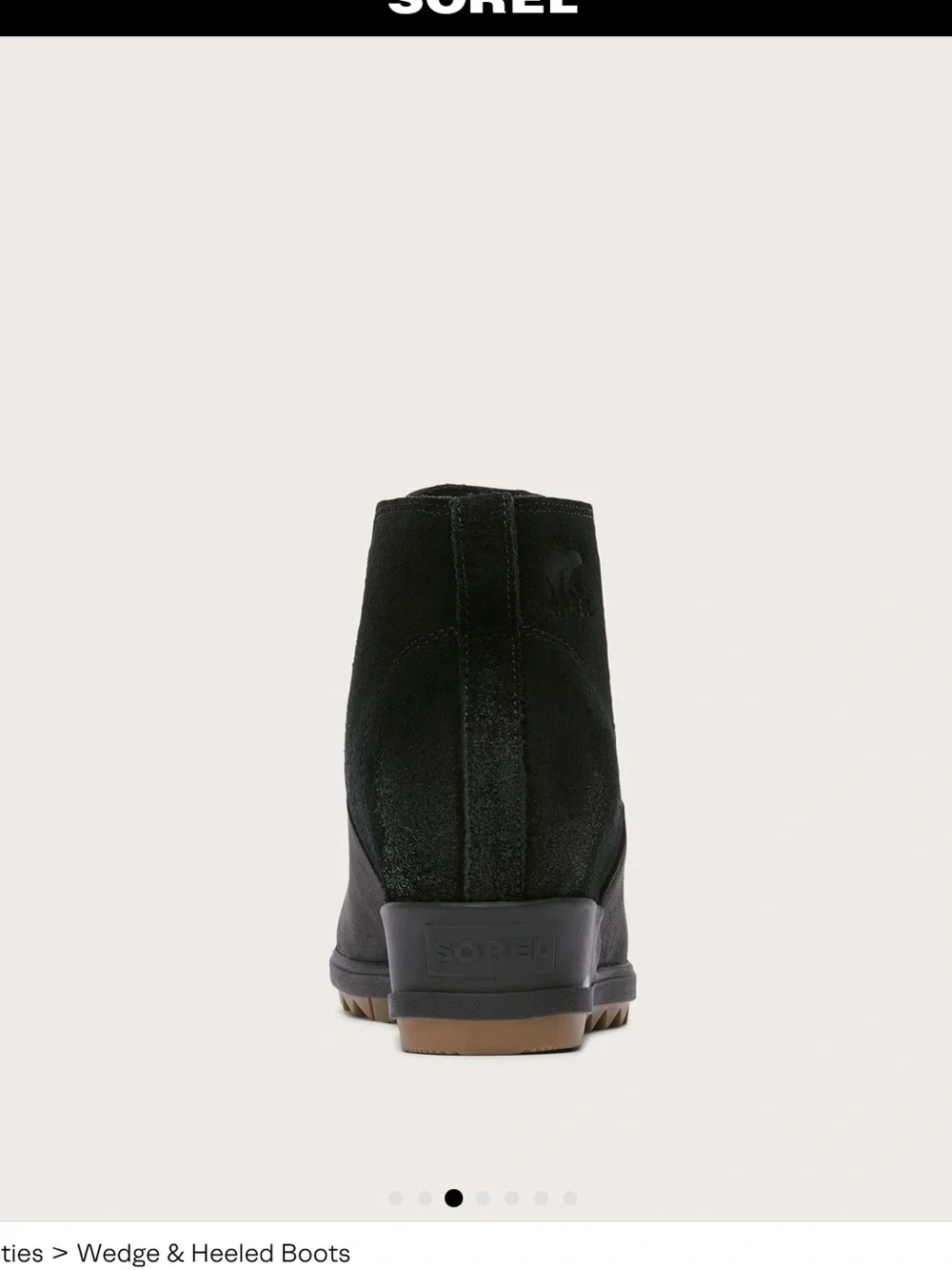 Sorel Black Evie Suede Pull-On Wedge Bootie new without box